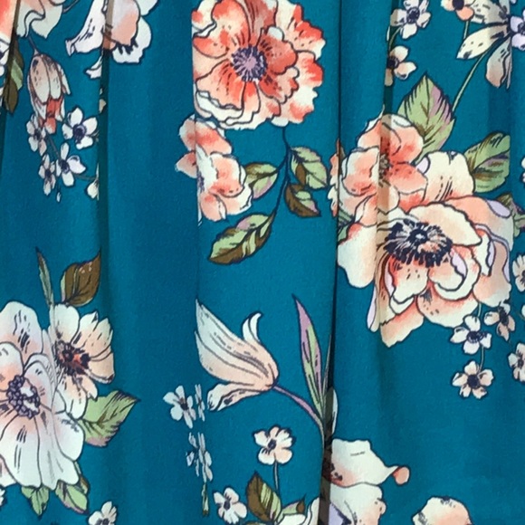 Xhilaration- Fit/flare Teal Blue Floral Sundress🌺 - Picture 3 of 8